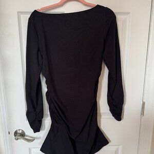 NWT Reformation Long Sleeve Ruched Black Dress Size XL